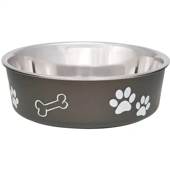 Loving Pets Stainless Steel & Espresso Dish with Rubber Base Photo 1