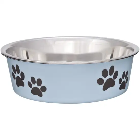 Loving Pets Stainless Steel & Light Blue Dish with Rubber Base Photo 1