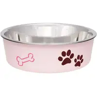Photo of Loving Pets Stainless Steel & Light Pink Dish with Rubber Base