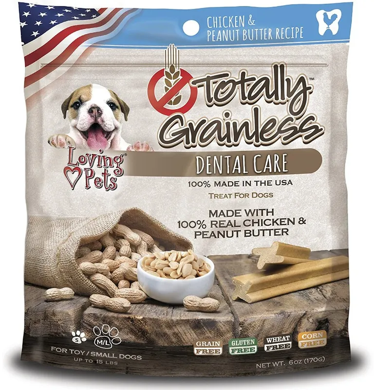 Loving Pets Totally Grainless Dental Care Chews - Chicken & Peanut Butter Photo 1