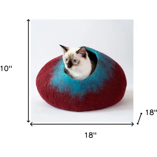 Maroon and Teal Cat Cave Bed Photo 5