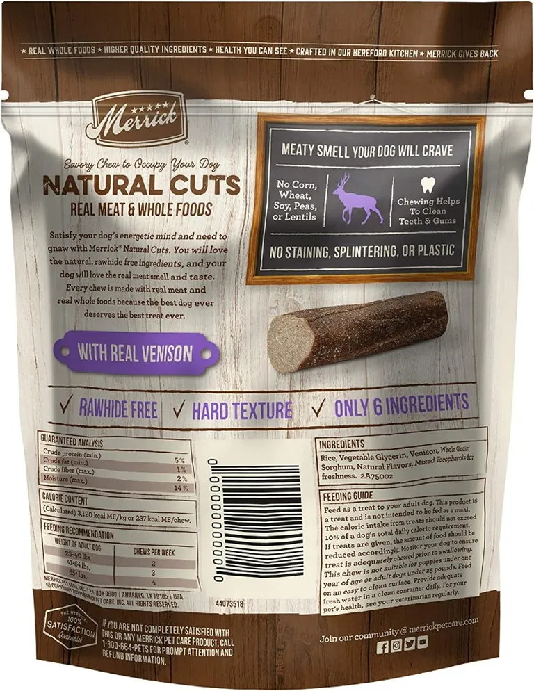 Merrick Natural Cut Venison Chew Treats Medium Photo 2