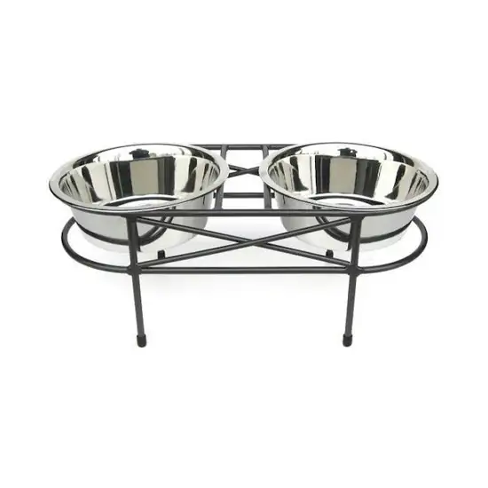 Mesh Elevated Double Dog Bowl - Large/Black Photo 1