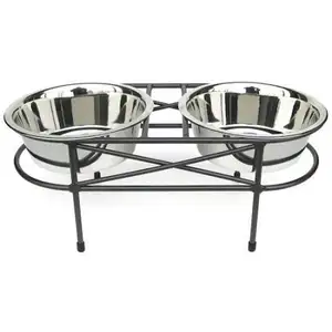 Photo of Mesh Elevated Double Dog Bowl - Large/Black