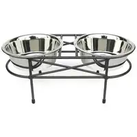 Photo of Mesh Elevated Double Dog Bowl - Large/White