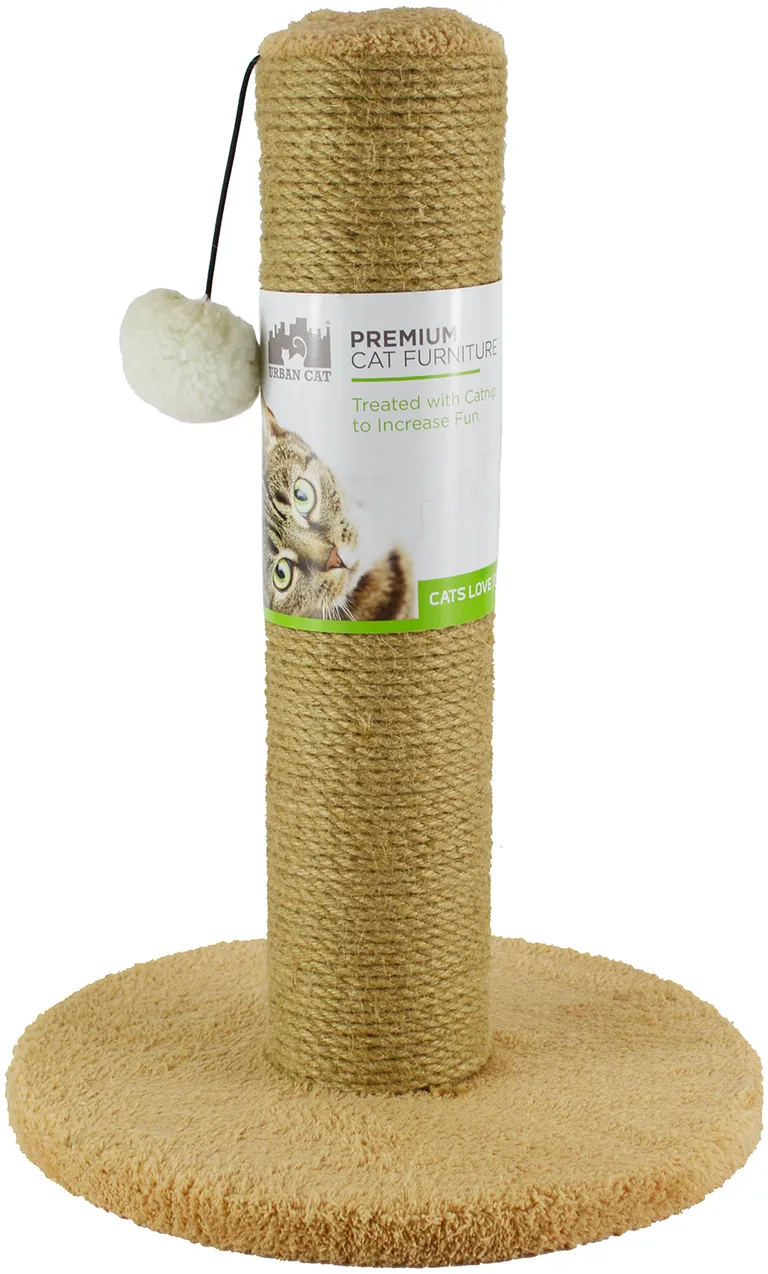 North American Plush Cat Post with Jute Wheat Photo 1