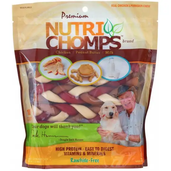 Nutri Chomps Premium Mixed Flavor Braids Dog Chews 6 Inch Photo 1