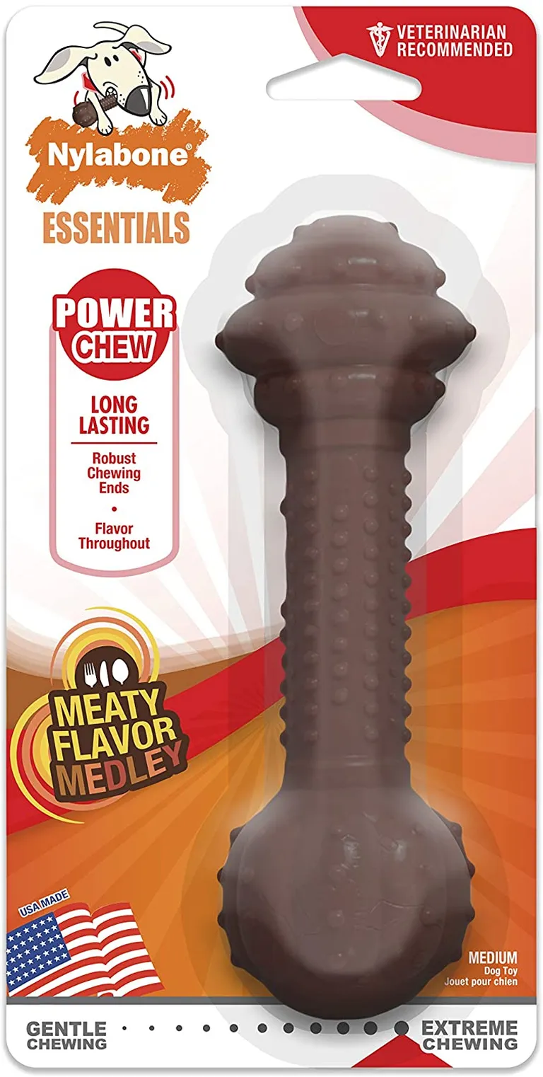 Nylabone Essentials Power Chew Barbell Meaty Medley Flavor Photo 2