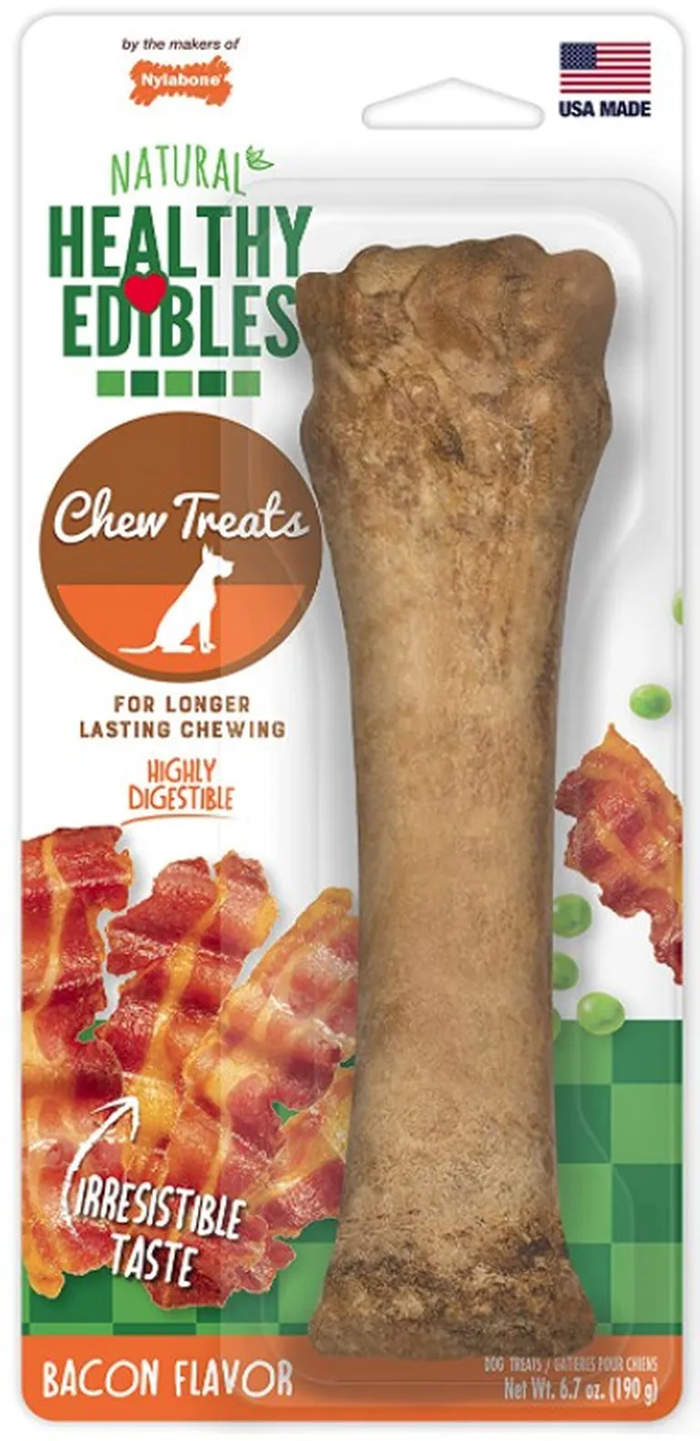 Nylabone Healthy Edibles Wholesome Dog Chews - Bacon Flavor Photo 1