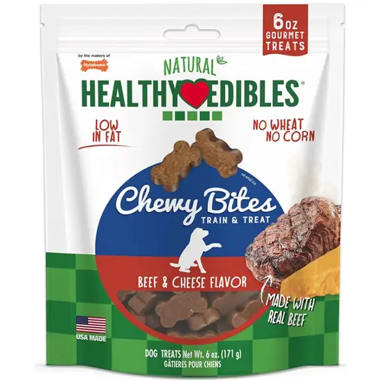 Nylabone Natural Healthy Edibles Beef & Cheese Chewy Bites Dog Treats Photo 1