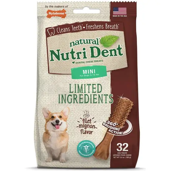Nylabone Natural Nutri Dent Filet Mignon Dental Chews - Limited Ingredients Photo 1