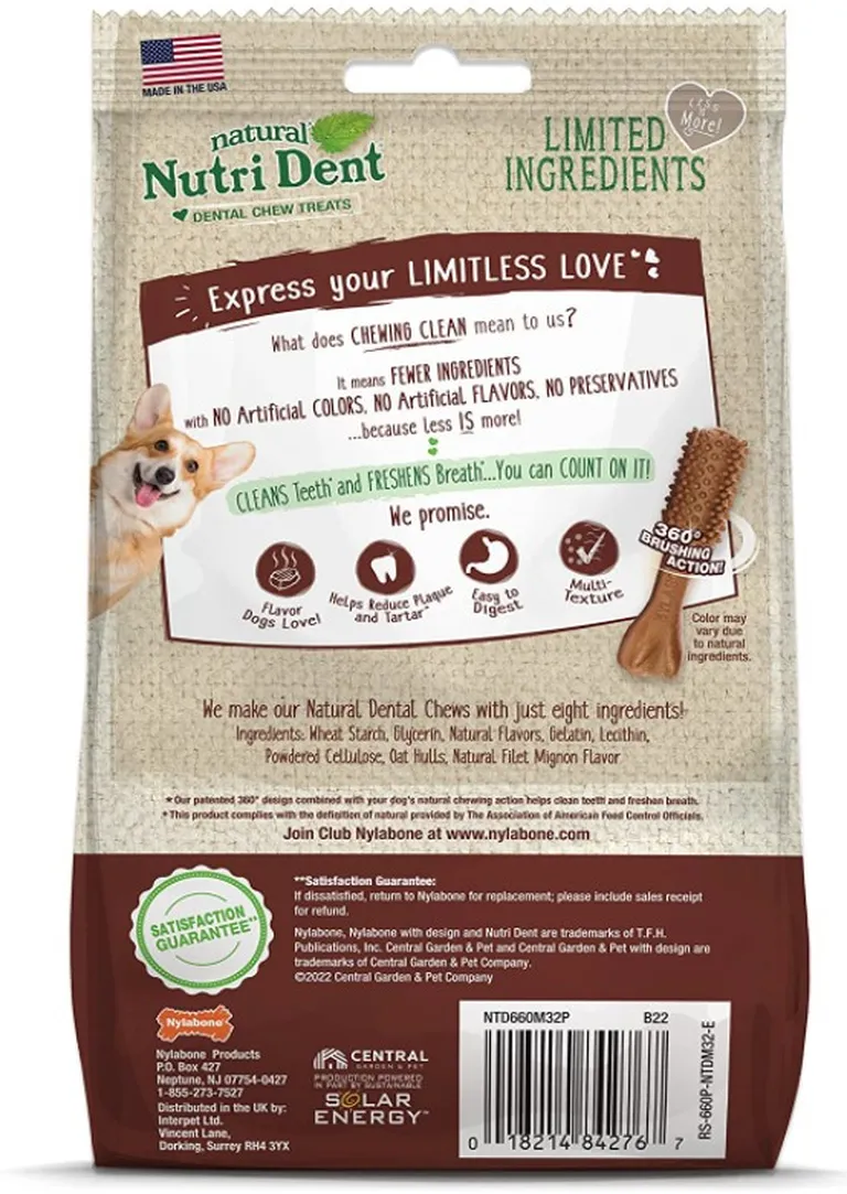 Nylabone Natural Nutri Dent Filet Mignon Dental Chews - Limited Ingredients Photo 2
