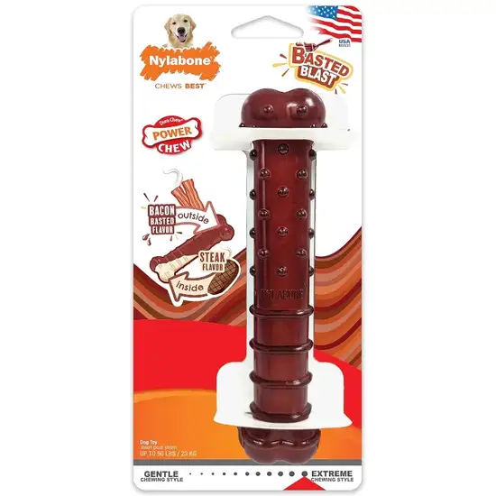 Nylabone Power Chew Basted Blast Chew Bone Bacon and Steak Flavor Giant Photo 1