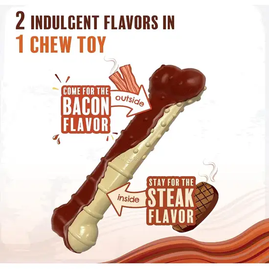 Nylabone Power Chew Basted Blast Chew Bone Bacon and Steak Flavor Giant Photo 3