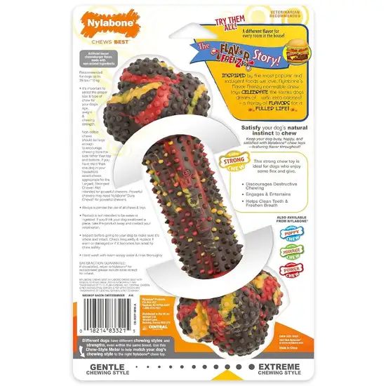 Nylabone Power Chew Flavor Frenzy Chew Bacon Cheeseburger Flavor Wolf Photo 2