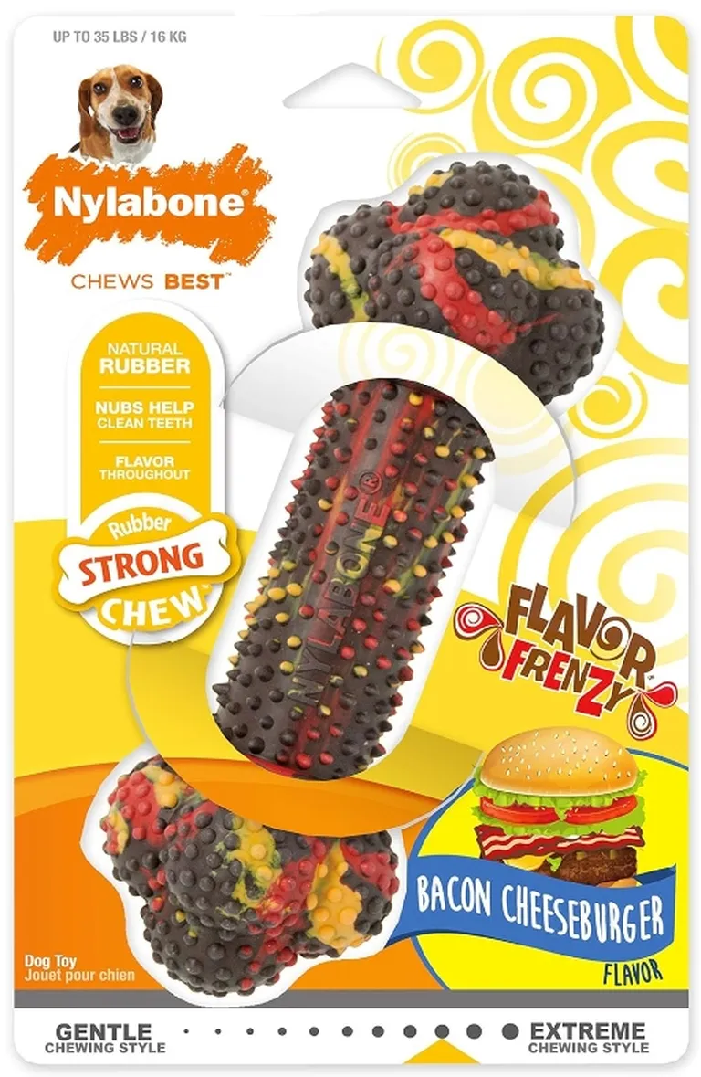 Nylabone Power Chew Flavor Frenzy Chew Bacon Cheeseburger Flavor Wolf Photo 1