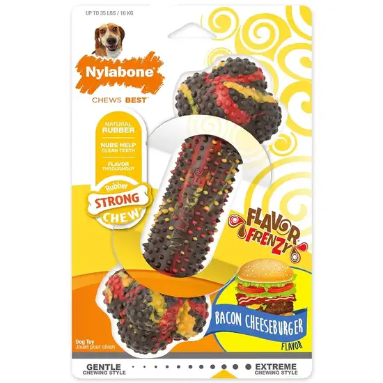 Nylabone Power Chew Flavor Frenzy Chew Bacon Cheeseburger Flavor Wolf Photo 1