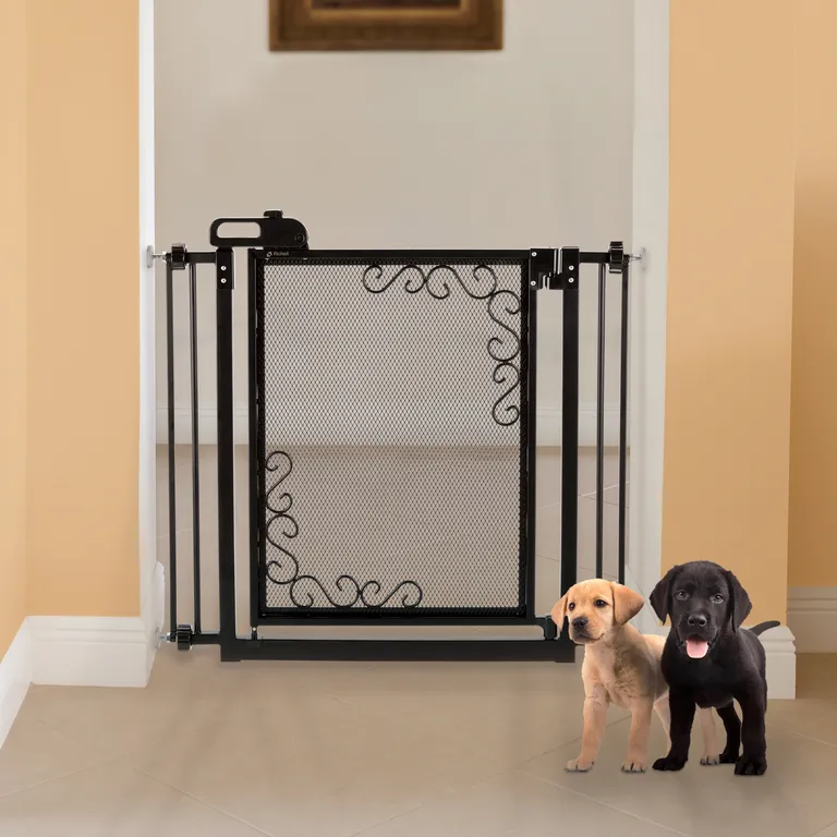 One-Touch Metal Mesh Pet Gate in Antique Bronze Photo 1