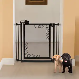 Photo of One-Touch Metal Mesh Pet Gate in Antique Bronze