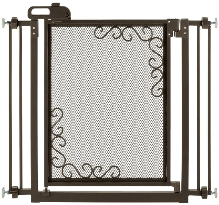 One-Touch Metal Mesh Pet Gate in Antique Bronze Photo 2