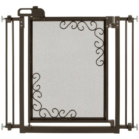 One-Touch Metal Mesh Pet Gate in Antique Bronze Photo 2