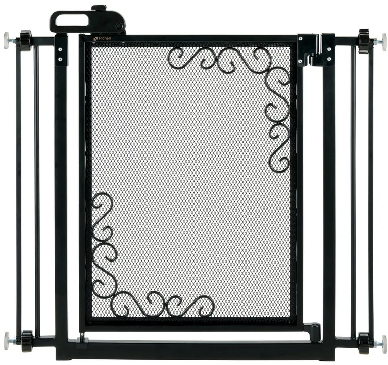 One-Touch Metal Mesh Pet Gate in Black Photo 2