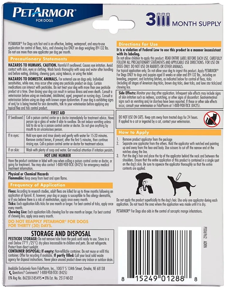 PetArmor Flea and Tick Treatment for X-Large Dogs (89-132 Pounds) Photo 1