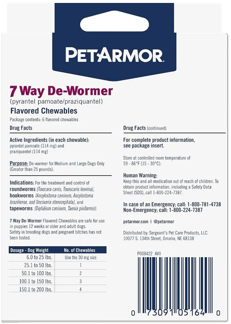 PetArmor 7 Way De-Wormer for Medium to Large Dogs 25-200 Pounds Photo 2