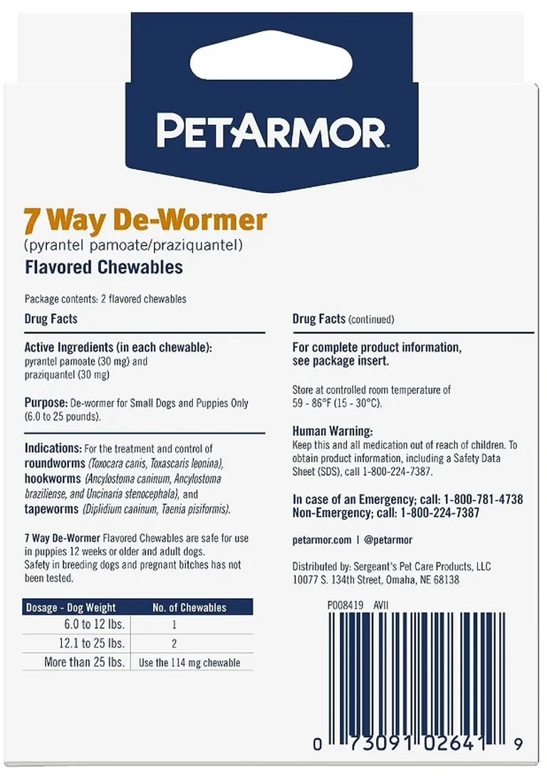 PetArmor 7 Way De-Wormer for Small Dogs and Puppies 6-25 Pounds Photo 1