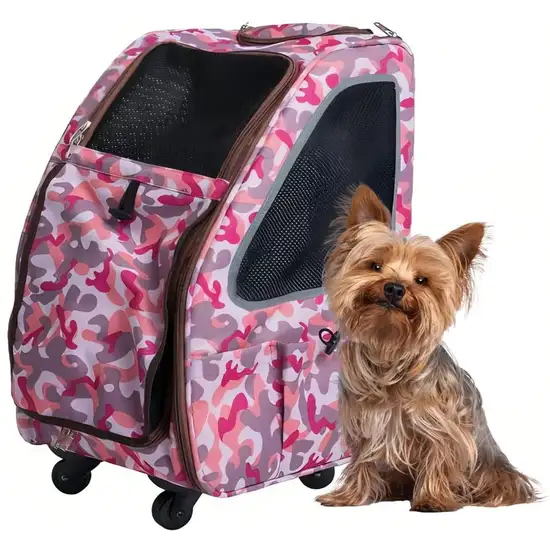 Petique 5-in-1 Pet Carrier for Dogs Cats and Small Animals Pink Camo Photo 1