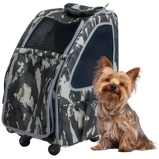 Petique 5-in-1 Pet Carrier for Small Dogs and Cats Army Camo Photo 1