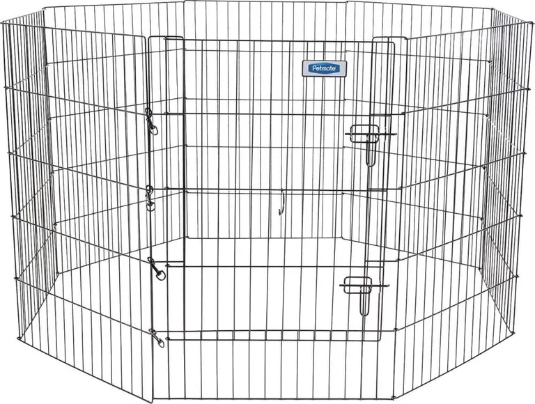 Petmate Exercise Pen Single Door with Snap Hook Design and Ground Stakes for Dogs Black Photo 1