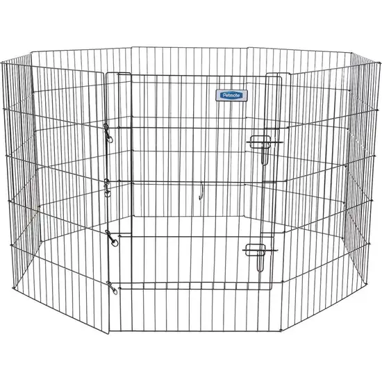 Petmate Exercise Pen Single Door with Snap Hook Design and Ground Stakes for Dogs Black Photo 1