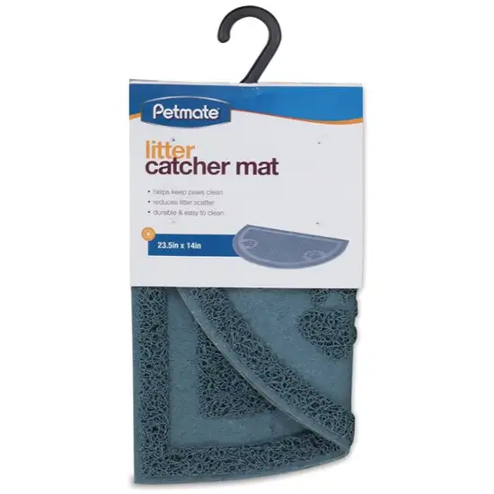 Petmate Half Circle Litter Catcher Mat Blue Photo 1