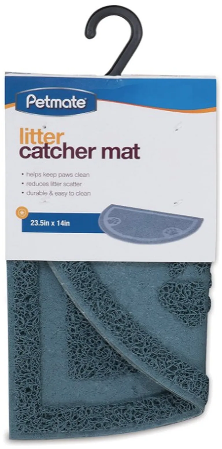 Petmate Half Circle Litter Catcher Mat Blue Photo 1