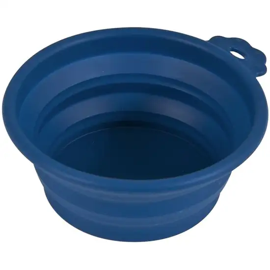 Petmate Round Silicone Travel Pet Bowl Blue Photo 2