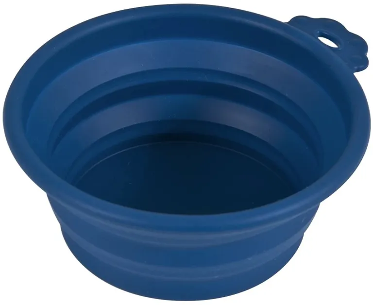 Petmate Round Silicone Travel Pet Bowl Blue Photo 2