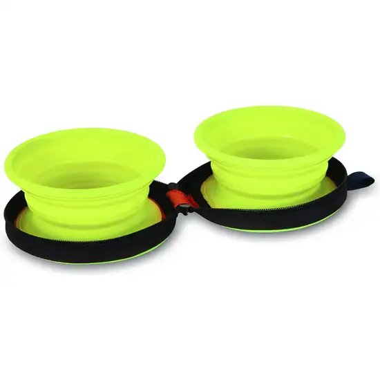 Petmate Silicone Travel Duo Bowl Blue Photo 1