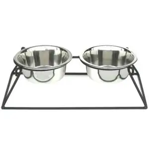 Photo of Pyramid Elevated Double Dog Feeder - Extra Large/Black