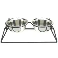 Photo of Pyramid Elevated Double Dog Feeder - Medium/Black