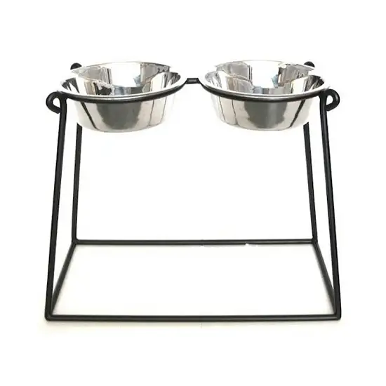 Pyramid Elevated Double Dog Feeder - XX Large/Black Photo 1