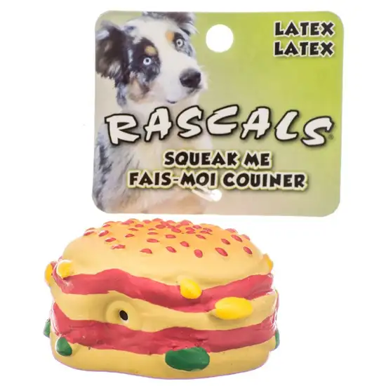 Rascals Latex Hamburger Dog Toy Photo 1