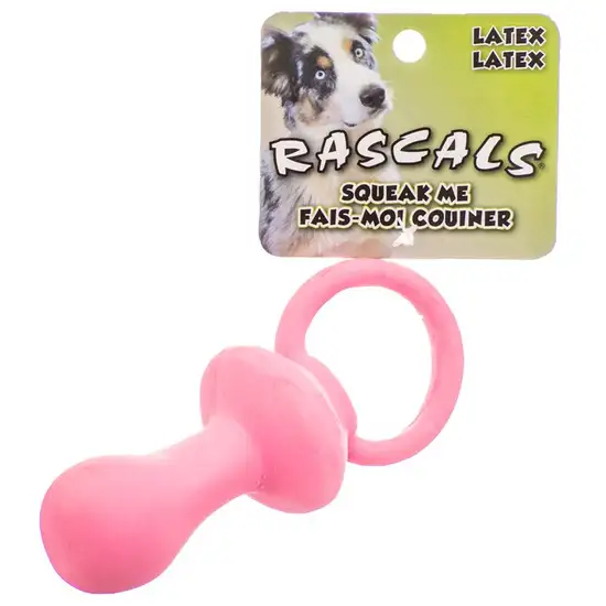 Rascals Latex Pacifier Dog Toy - Pink Photo 1