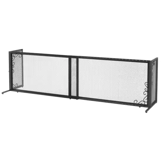 Richell Large Freestanding Metal Mesh Pet Gate in Black Photo 2