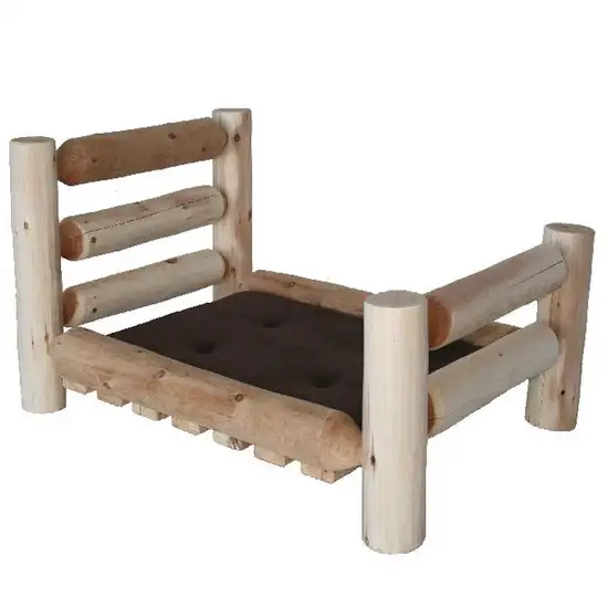 Rustic And Natural Cedar Log Large Replica Pet Bed Photo 2