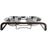 Photo of Rustic Elevated 16oz Two Bowl Dog Feeding Station