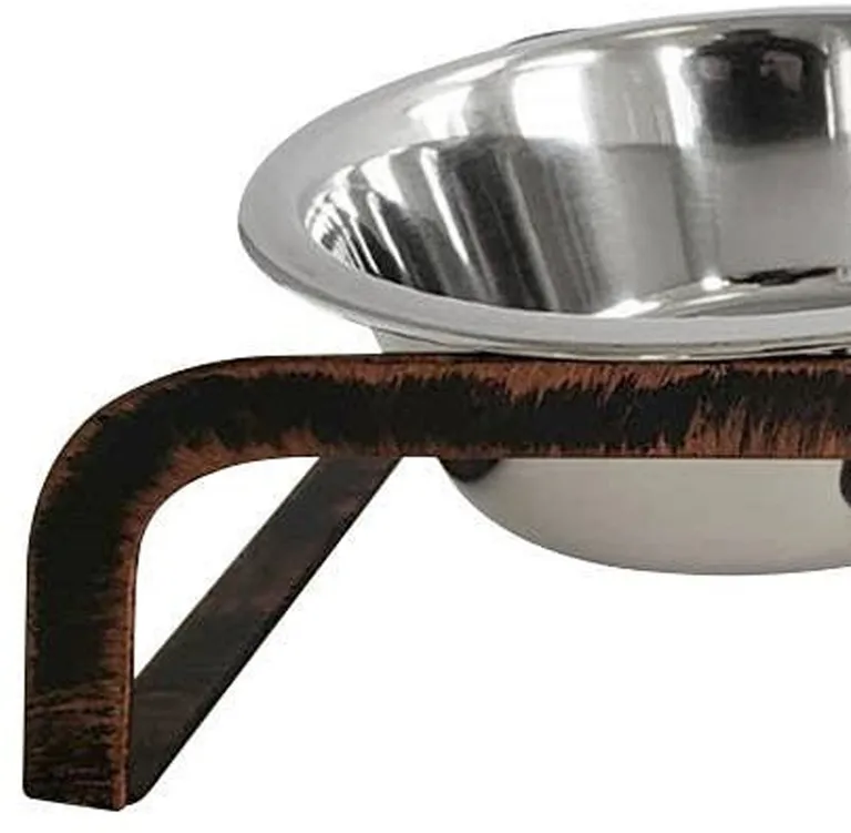 Rustic Elevated 16oz Two Bowl Dog Feeding Station Photo 3