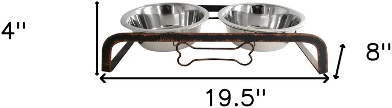 Rustic Elevated 32oz Two Bowl Dog Feeding Station Photo 4