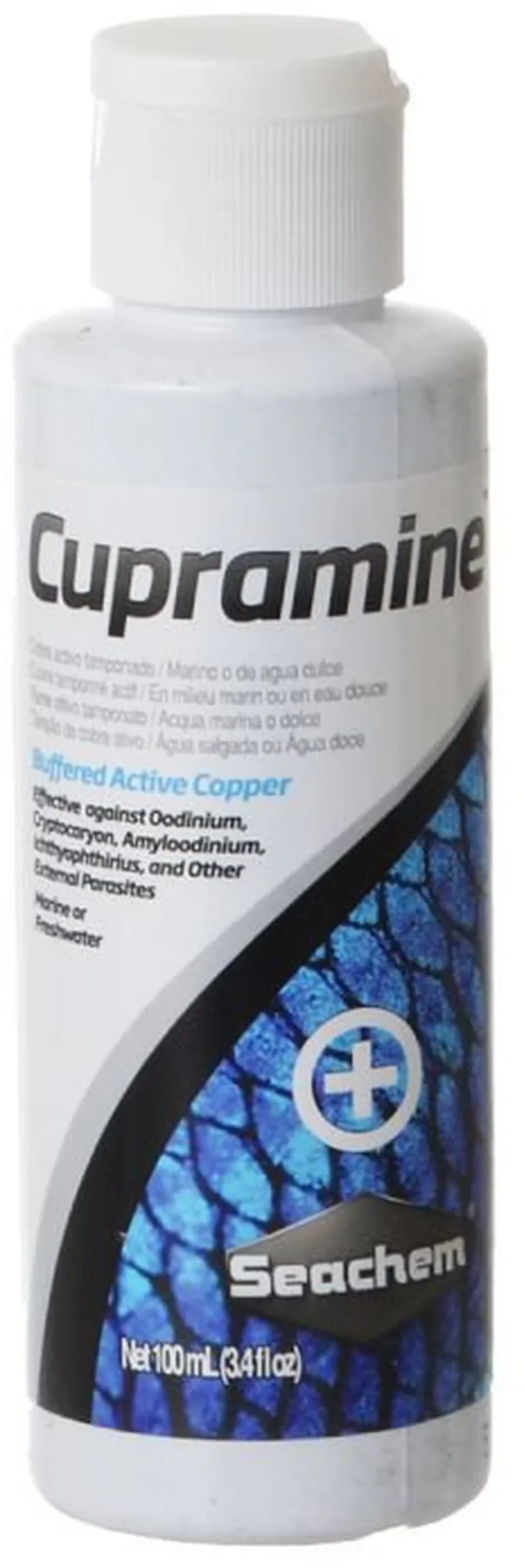 Seachem Cupramine Buffered Active Copper Effective Against External Parasites in Aquariums Photo 1