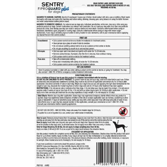 Sentry Fiproguard Plus IGR for Dogs & Puppies Photo 4
